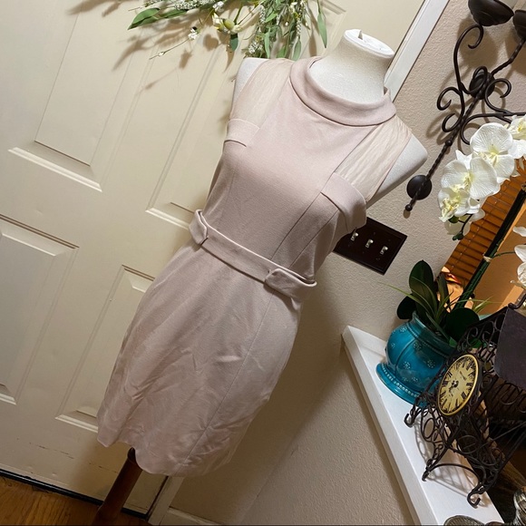 Cynthia Steffe Nude HighNeck ButtonSnap Midi Dress - Picture 2 of 8